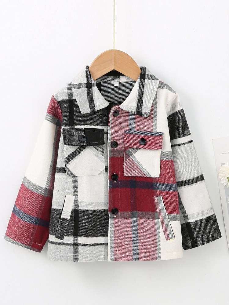 Casual Plaid Pocket Multicolor Kids Clothing 572