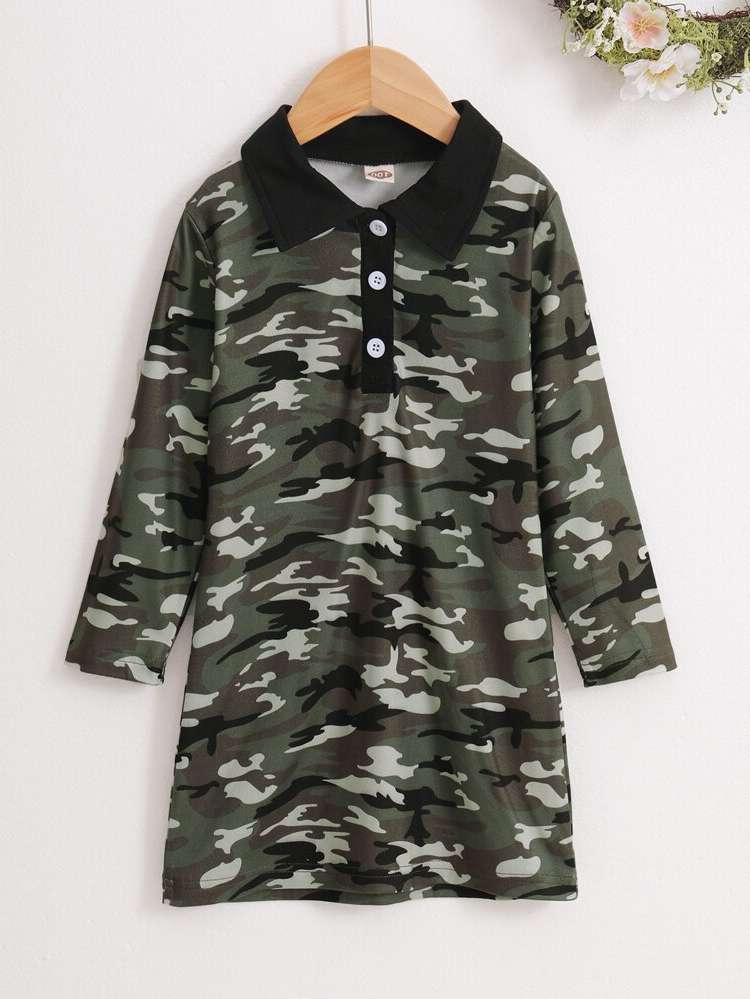  Long Button Camo Toddler Girls Clothing 5746