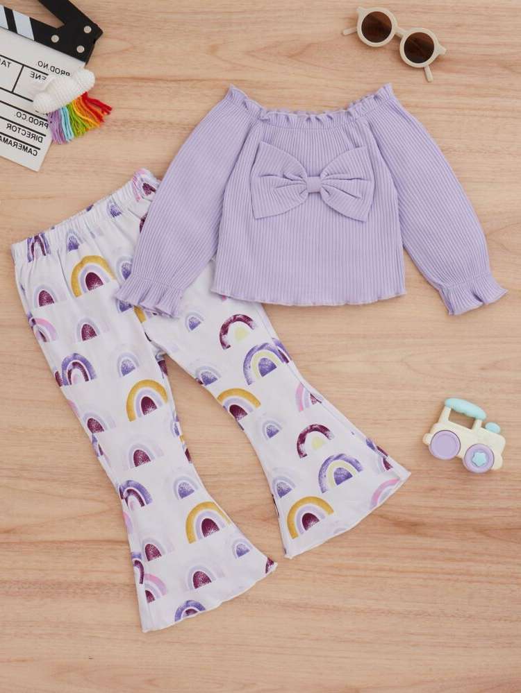 Cartoon Long Sleeve Off the Shoulder Kids Clothing 901