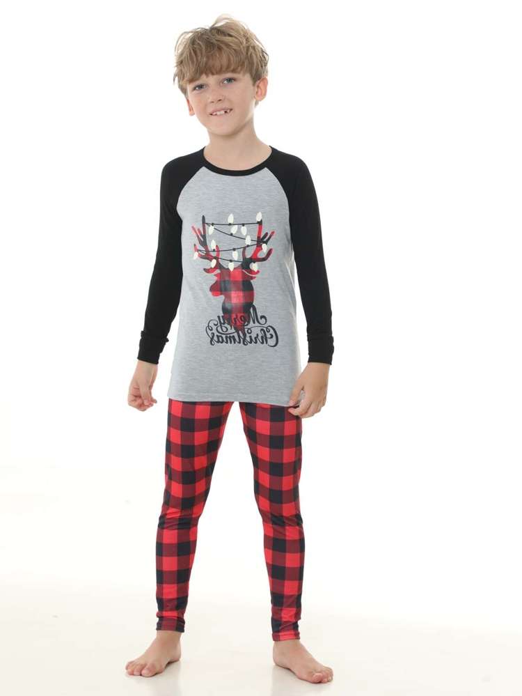 Round Neck Christmas Long Sleeve Boys Loungewear 6672