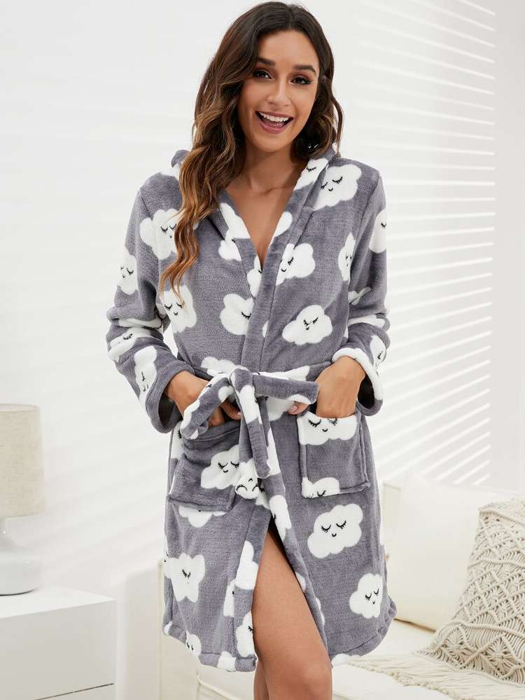 Cute Cartoon Hooded Long Sleeve Women Sleep  Lounge 813