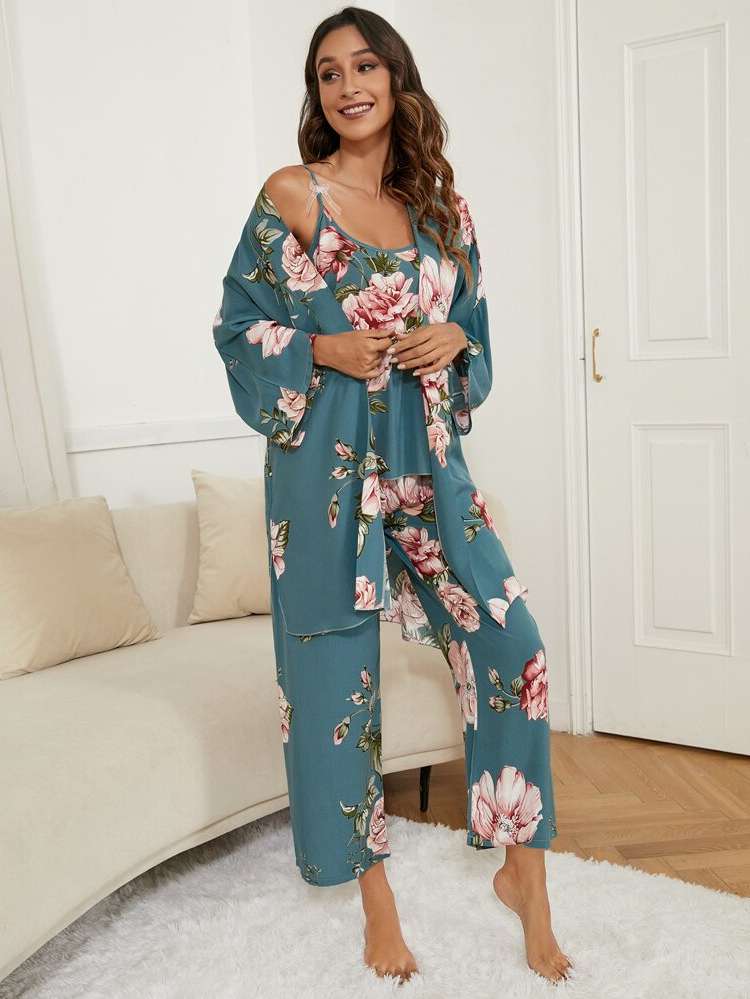 Long Sleeve Multicolor Floral Women Sleep  Lounge 6783