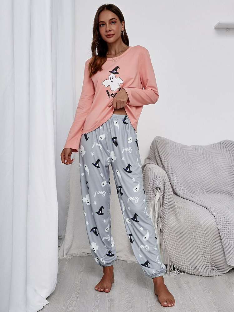 Long Sleeve Cute Multicolor Women Sleep  Lounge 1540