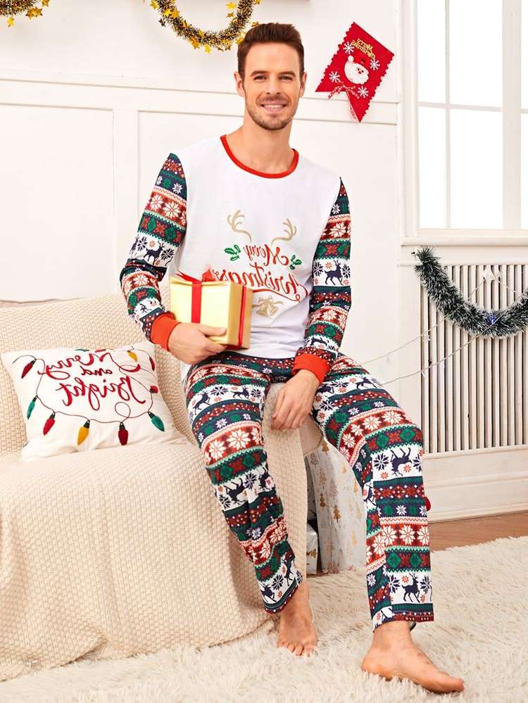  Multicolor Christmas Long Sleeve Men Underwear  Loungewear 1927