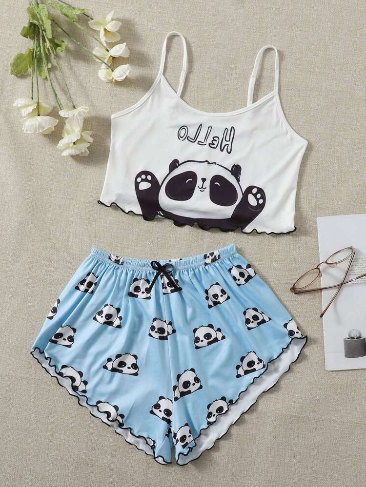  Cute Cartoon Spaghetti Strap Women Sleep  Lounge 237