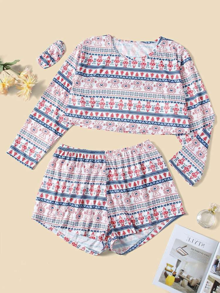 Long Sleeve Cute  Plus Size Pajama Sets 259