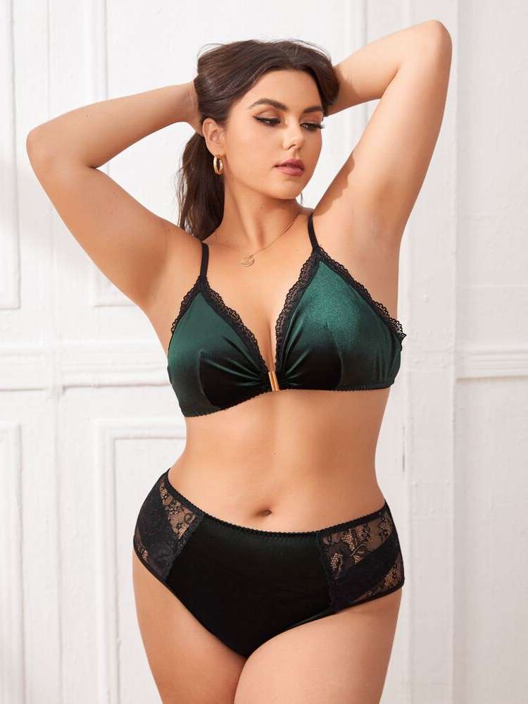  Fantasy Multicolor Plus Size Bra  Panty Sets 259