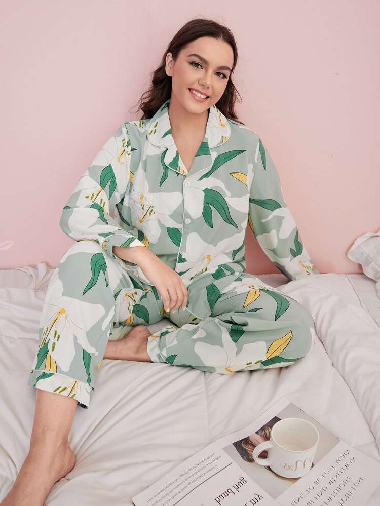  Long Sleeve Floral Underwear  Sleepwear 4472