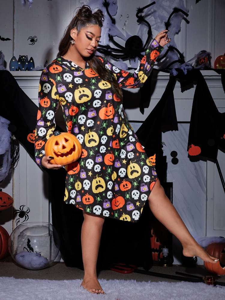 Halloween  Hooded Plus Size Nightgowns  Sleepshirts 6832