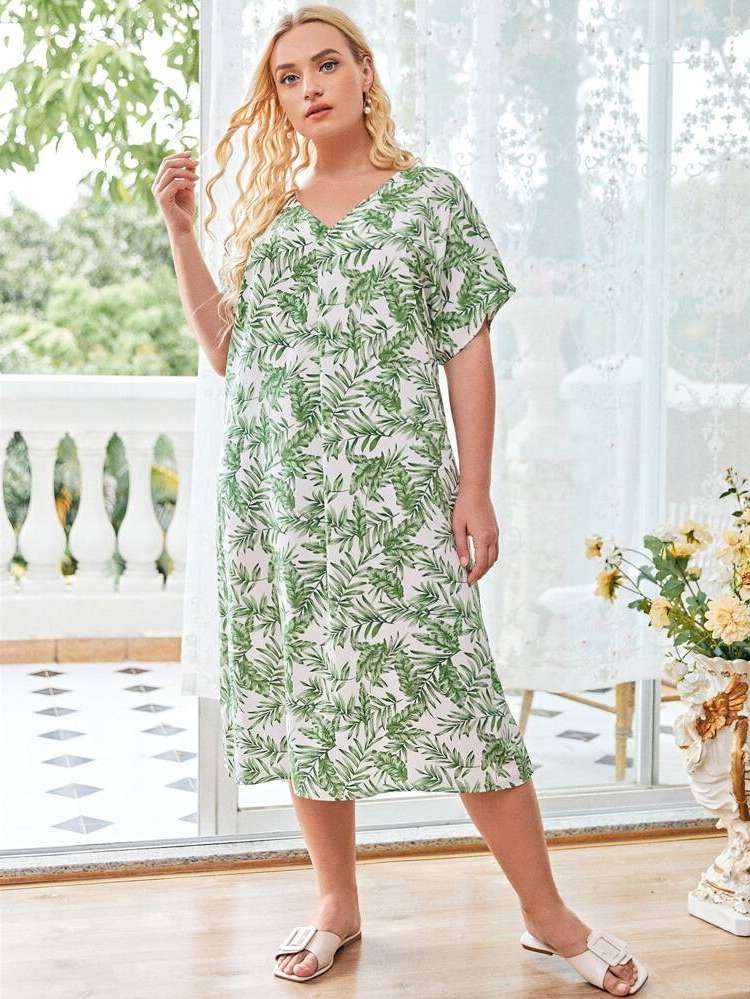  Multicolor Tropical Plus Size Nightgowns  Sleepshirts 5511
