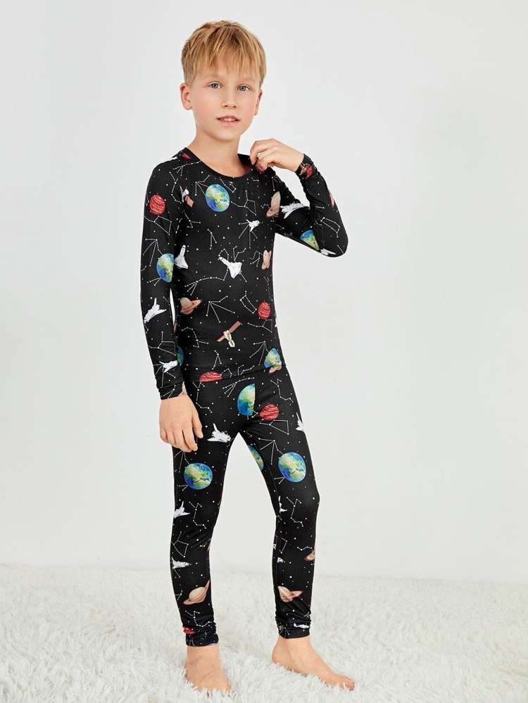 Multicolor Galaxy Cute Boys Loungewear 284