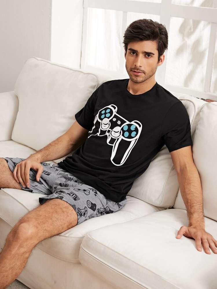 Short Sleeve  Multicolor Men Loungewear Sets 1856