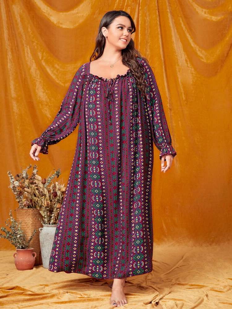 Royal Frill Multicolor Plus Size Nightgowns  Sleepshirts 4002