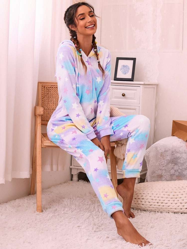 Hooded Drawstring Casual Multicolor Underwear  Sleepwear 8567