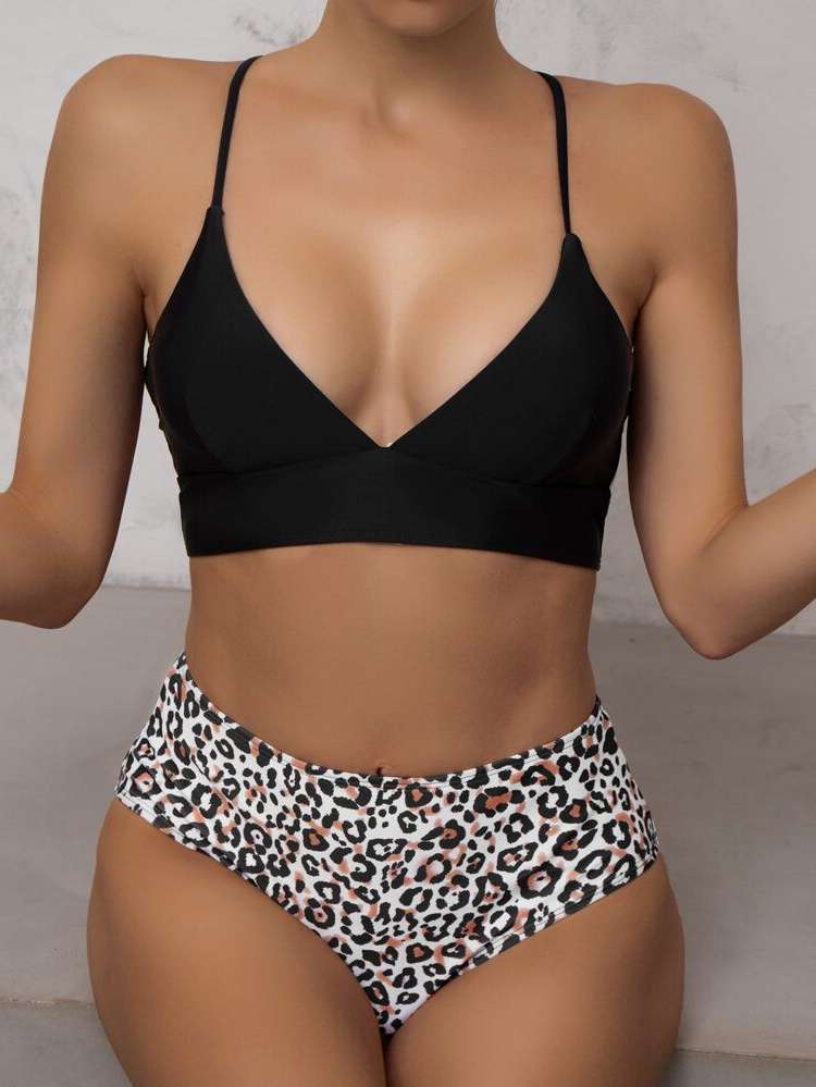  Leopard Lace Up Women Beachwear 634