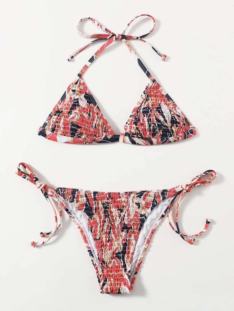  Halter Graphic Multicolor Women Bikini Sets 6796