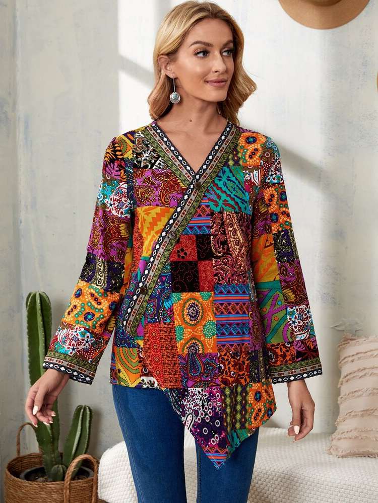  Asymmetrical Boho Regular Women Blouses 4968