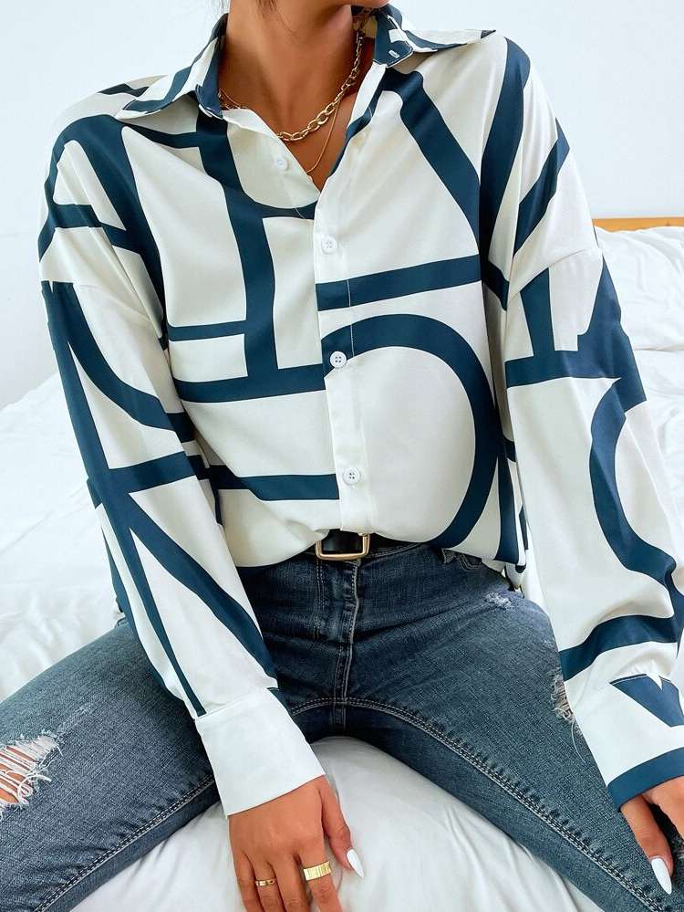 Striped Multicolor Oversized Women Blouses 238