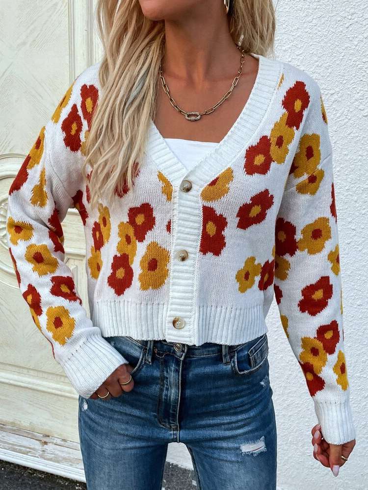  Floral Multicolor Long Sleeve Women Clothing 4129