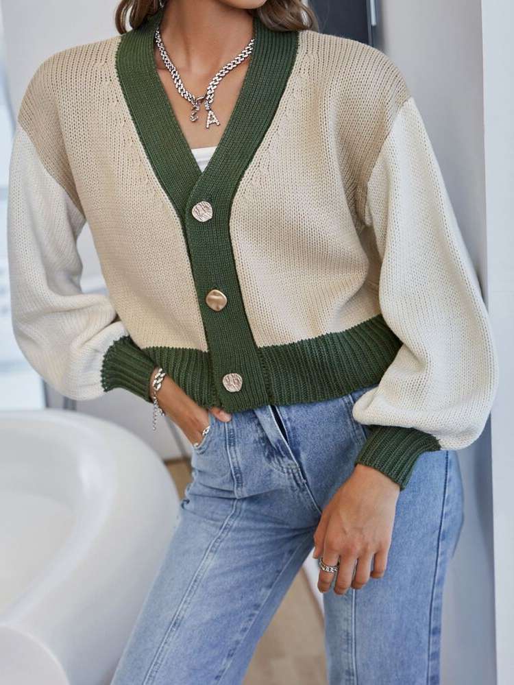  V neck Crop Regular Fit Women Knitwear 1610