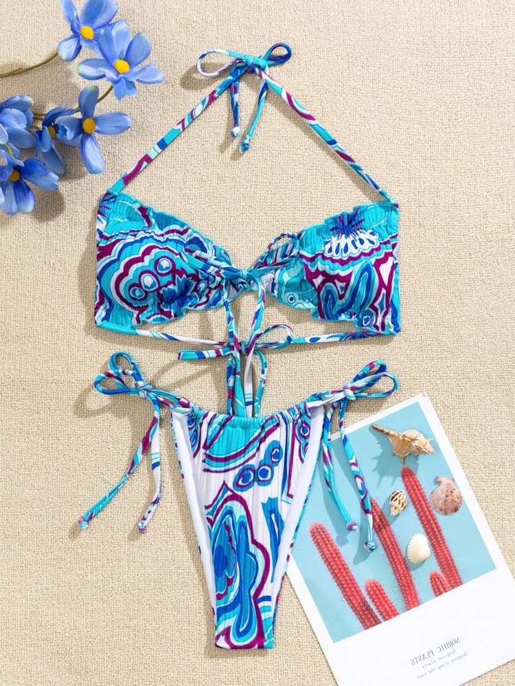 Graphic Halter Women Beachwear 890