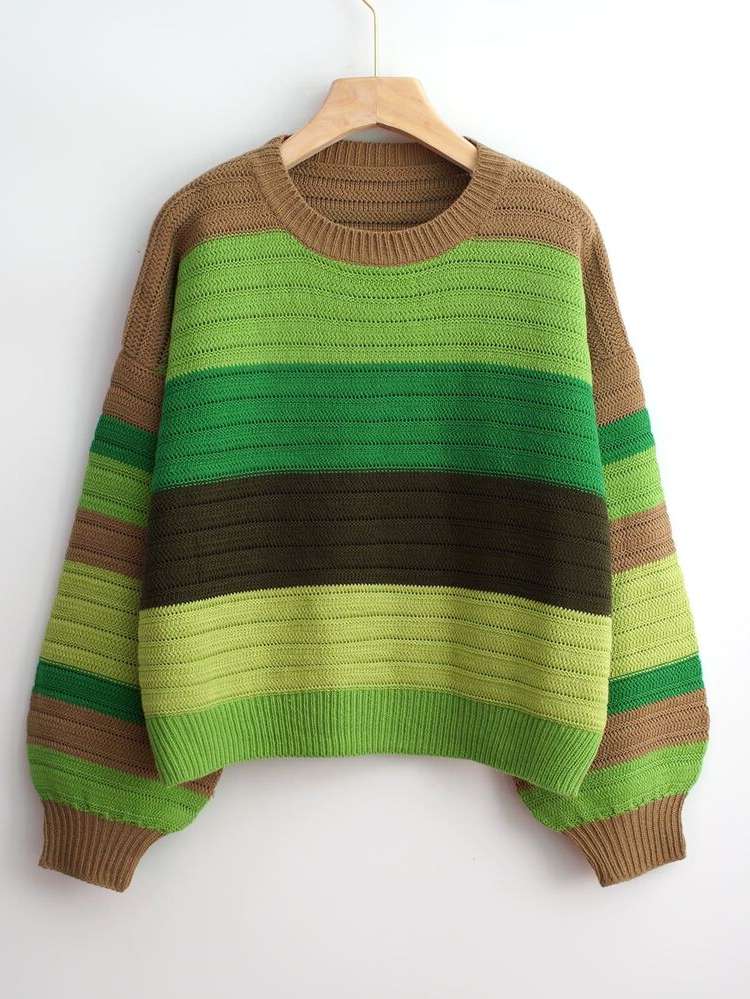  Striped Regular Fit Casual Women Sweaters 2169