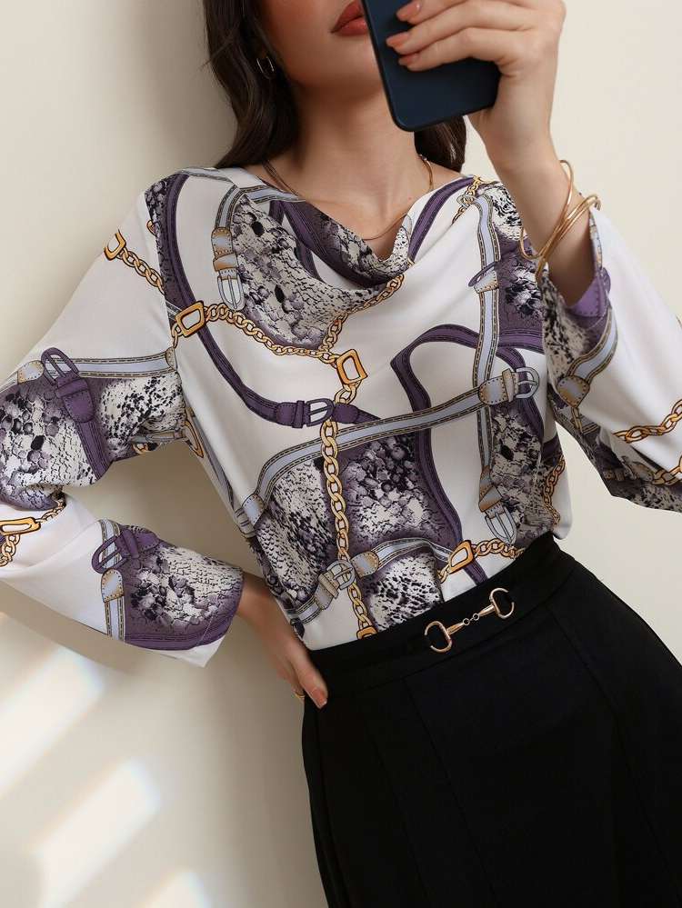 Multicolor Regular Long Sleeve Regular Fit Women Tops, Blouses  Tee 61