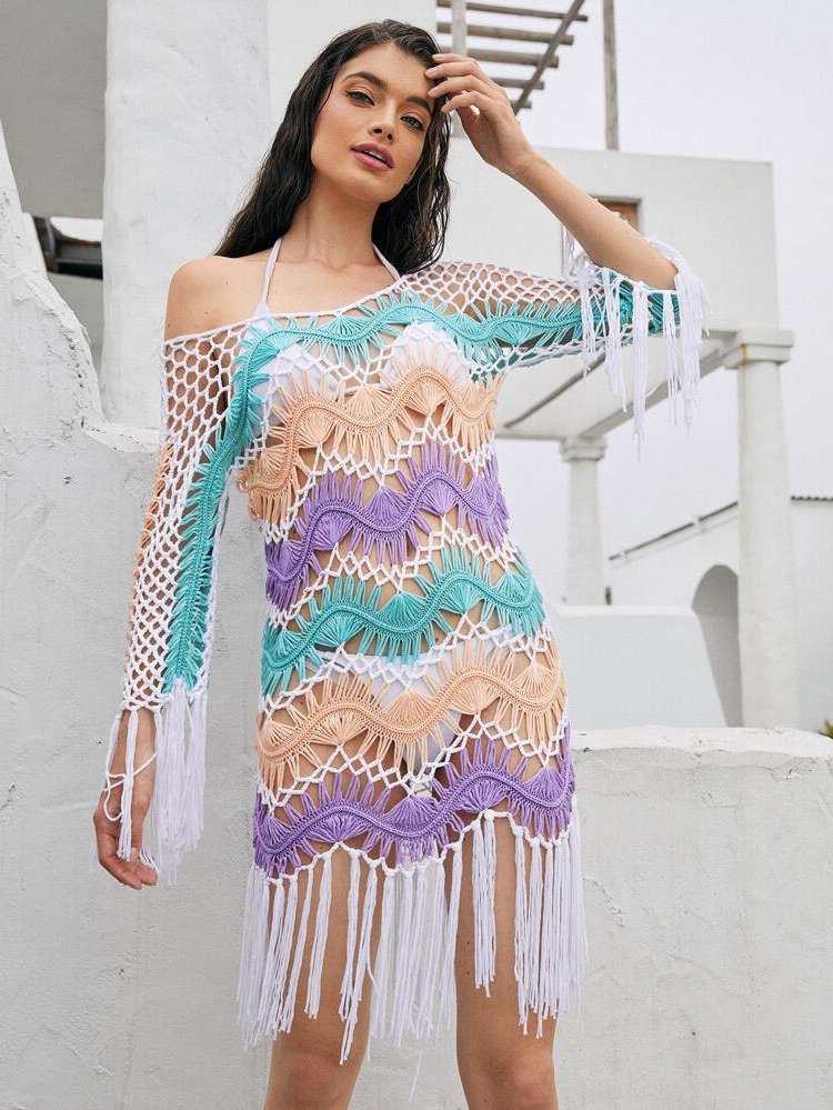  Multicolor Scoop Neck Women Beachwear 3307