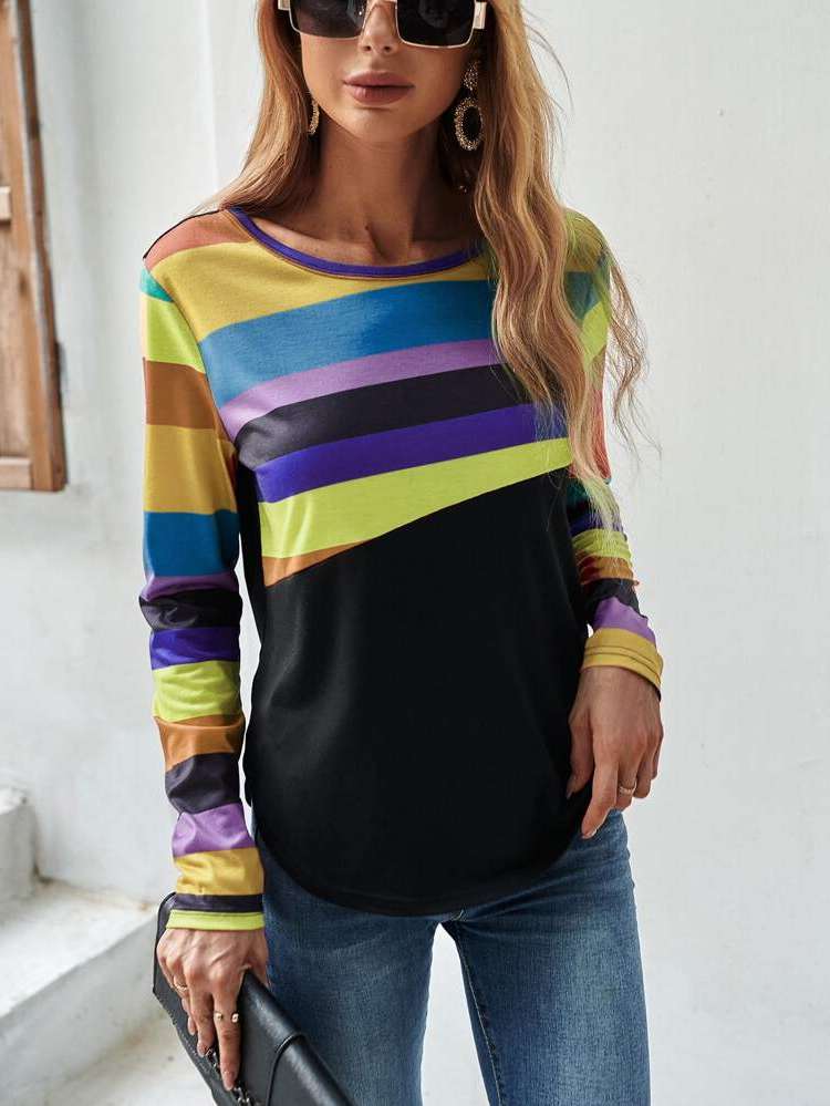  Long Sleeve Colorblock Women Clothing 79