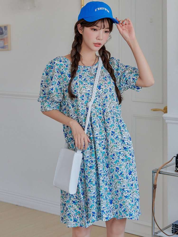 Loose Short Round Neck Casual Women Dresses 941