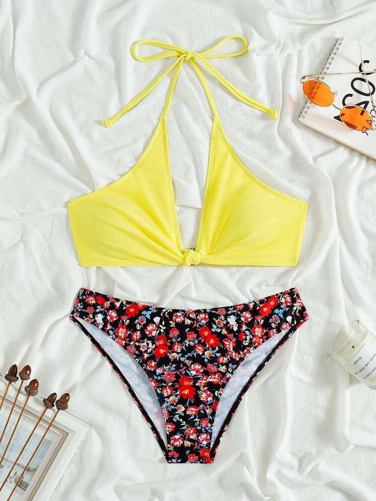 Cute Multicolor Floral Women Beachwear 9578