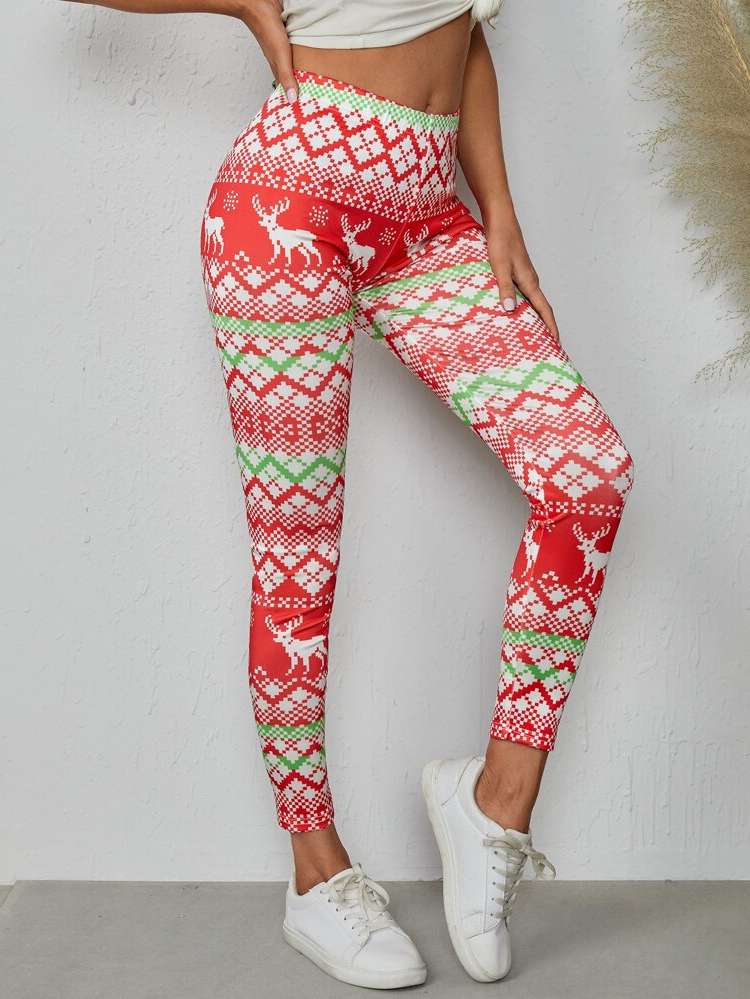 Multicolor Geometric Sporty Women Leggings 419