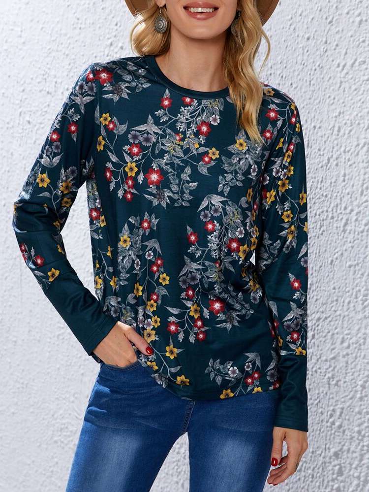 Round Neck Multicolor Casual Women Tops, Blouses  Tee 4427