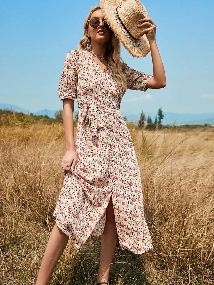  Regular Fit Midi Floral Women Clothing 9078