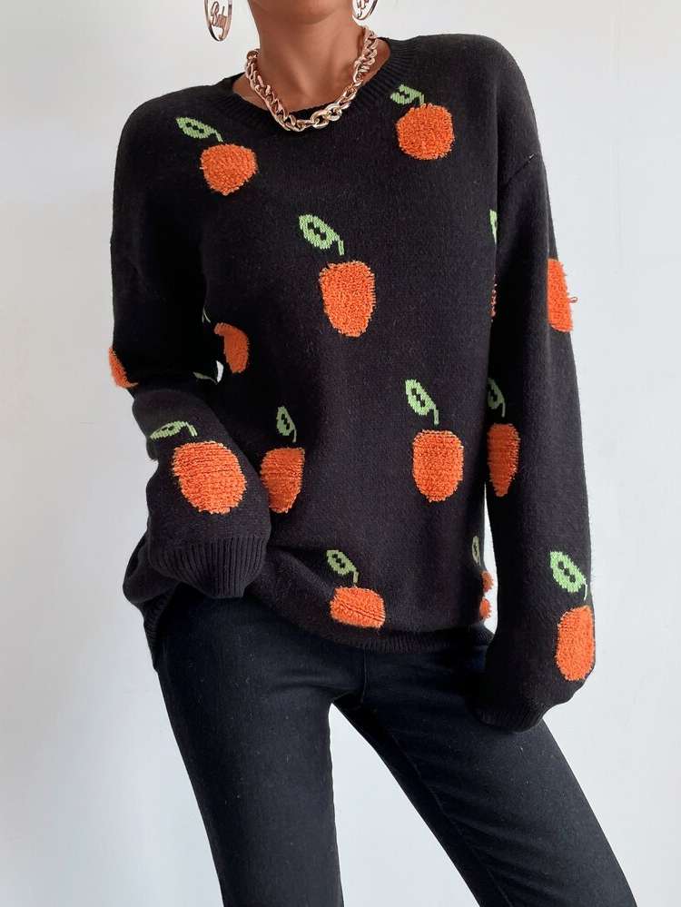 Long Fruit&Vegetable Long Sleeve Women Sweaters 2257