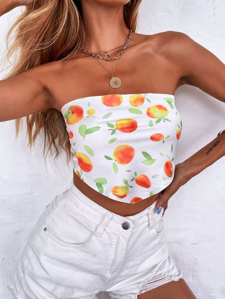 Strapless Boho Sleeveless Regular Fit Women Tops, Blouses  Tee 8977