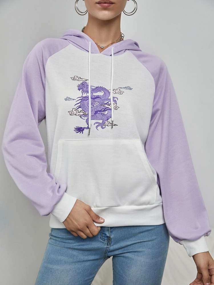 Drawstring Hooded Animal Regular Women Clothing 5973