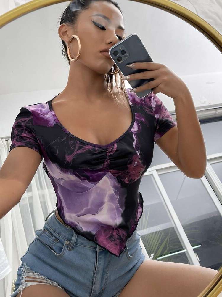 Slim Fit Sexy Backless Graphic Women Tops, Blouses  Tee 2612