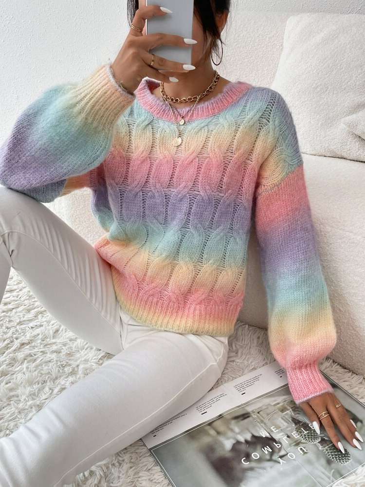  Casual Multicolor Round Neck Women Sweaters 5899