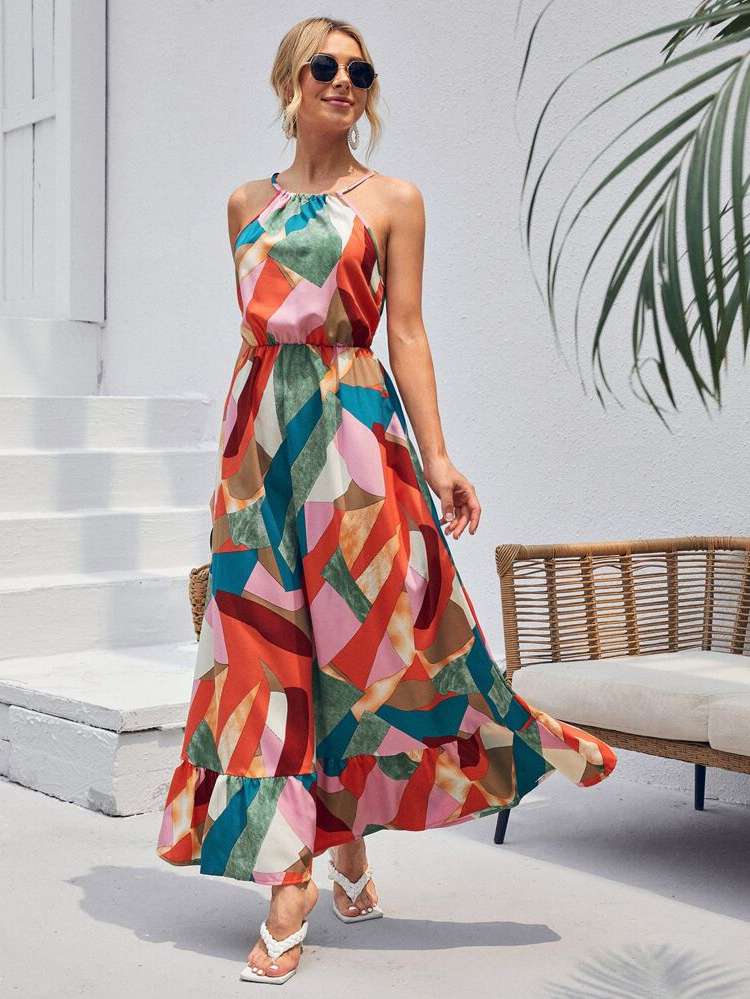  Multicolor Patchwork Women Dresses 1586