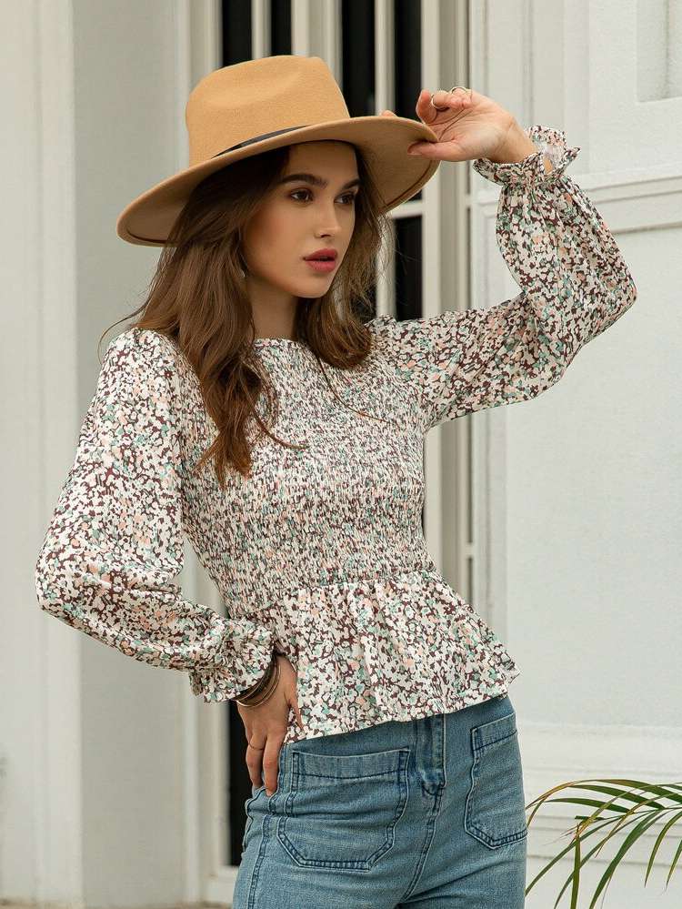  Regular Multicolor Round Neck Women Blouses 3682