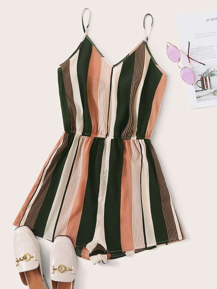 Striped Boho Sleeveless Multicolor Women Jumpsuits 409