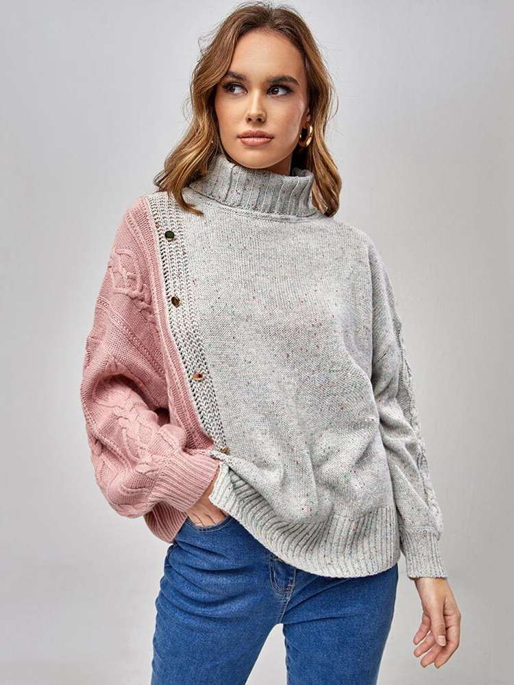  Oversized Multicolor Long Sleeve Women Knitwear 4812