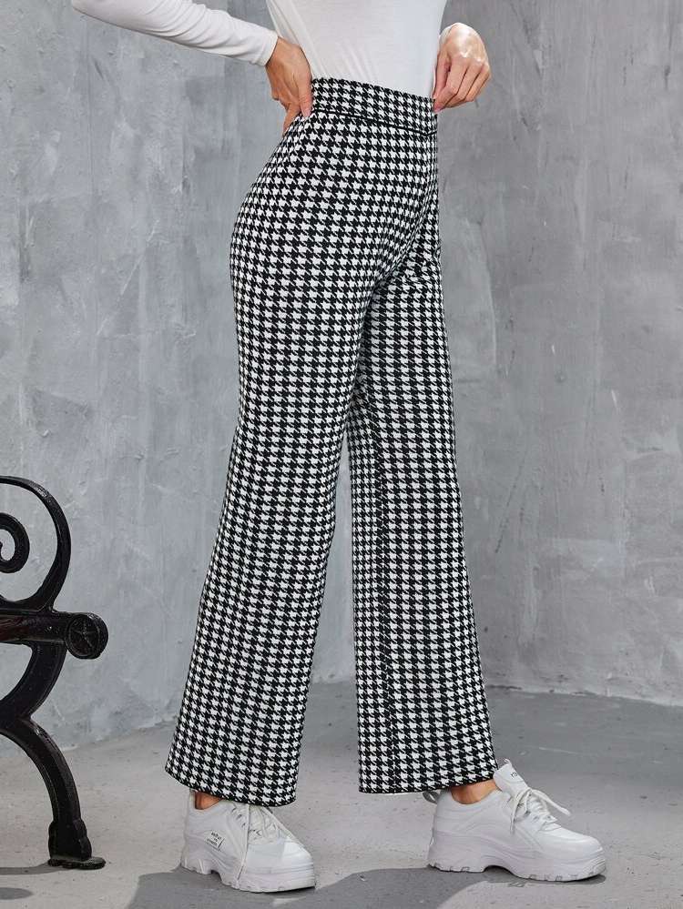 Houndstooth  Long Women Sweater Pants 226