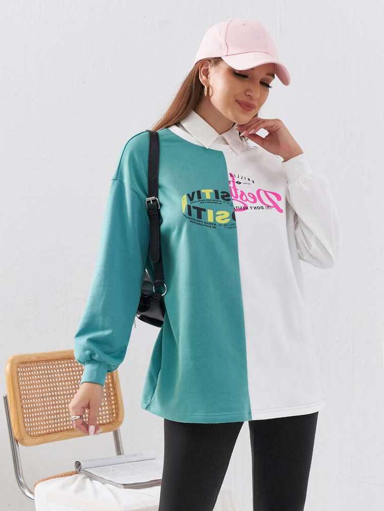 Oversized Long Sleeve Letter Casual Women Clothing 15