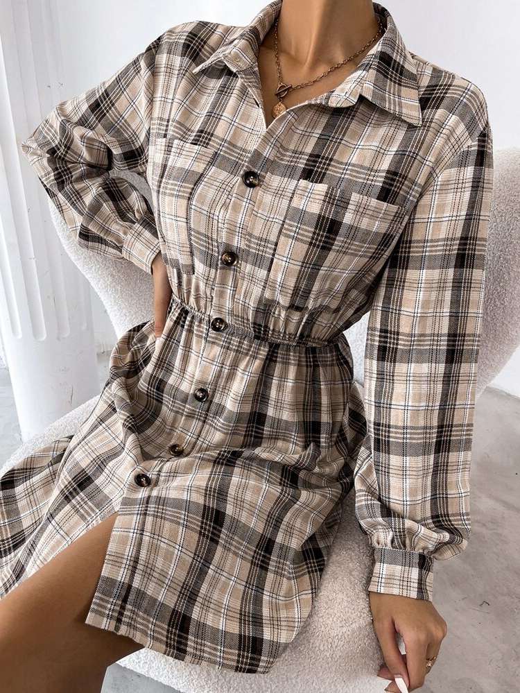  Long Sleeve Short Collar Women Dresses 6250