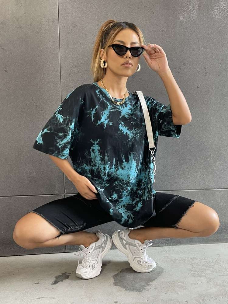 Casual Regular Fit Tie Dye Women Tops, Blouses  Tee 5627