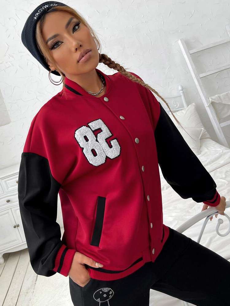  Letter Long Sleeve Casual Women Outerwear 2840