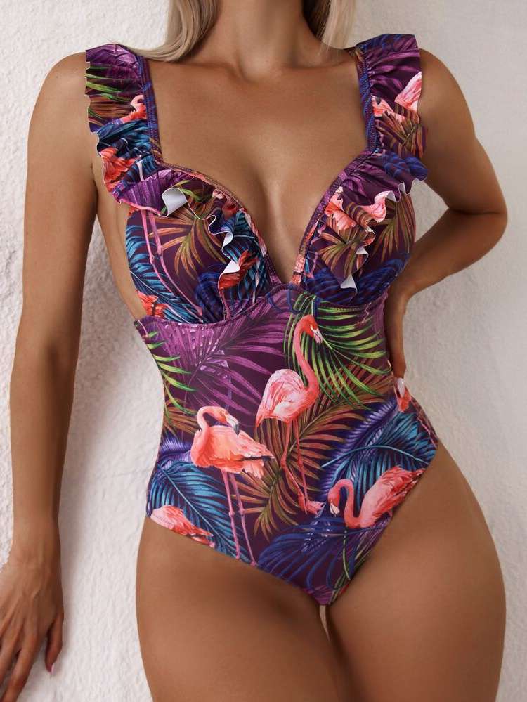  Tropical Ruffle Women One-Pieces 732