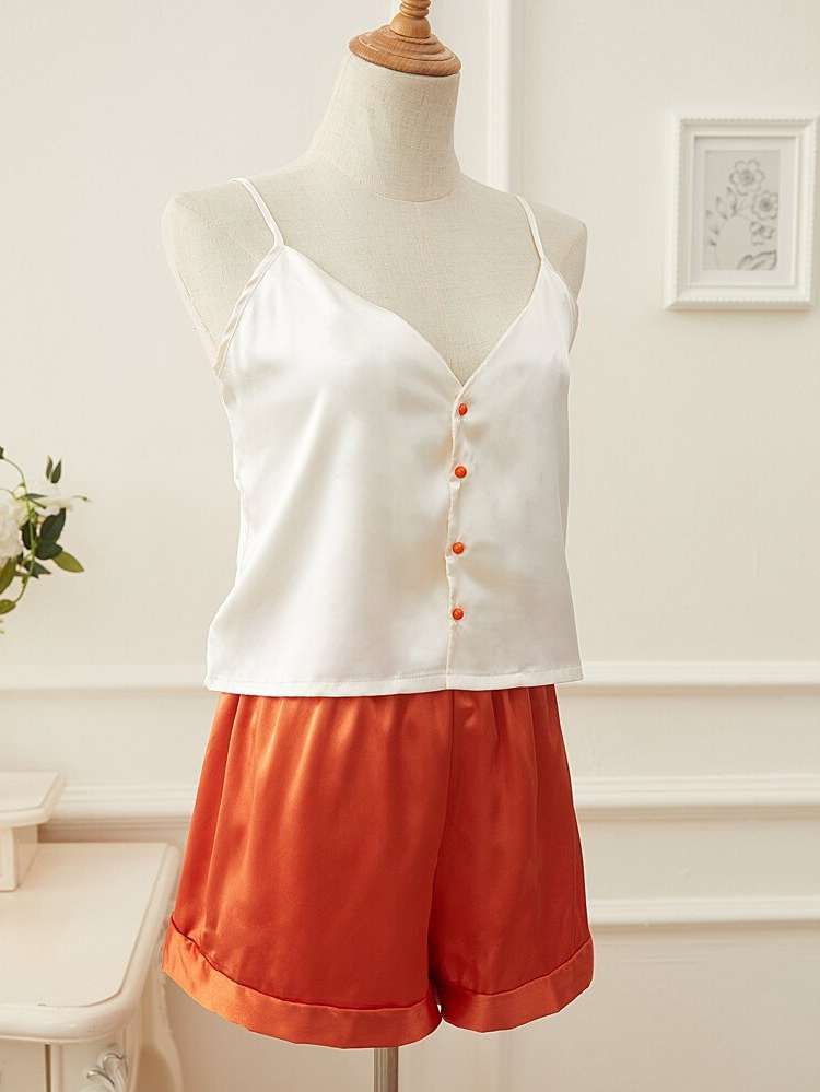 Spaghetti Strap  Sleeveless Women Pajama Sets 8606